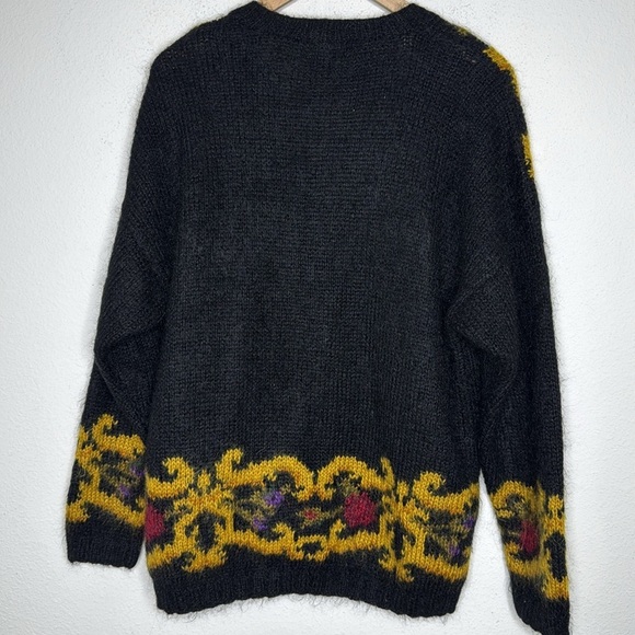 Gallagher knitted by hand Vintage Black and Yellow mohair Cardigan size Large - Picture 4 of 4